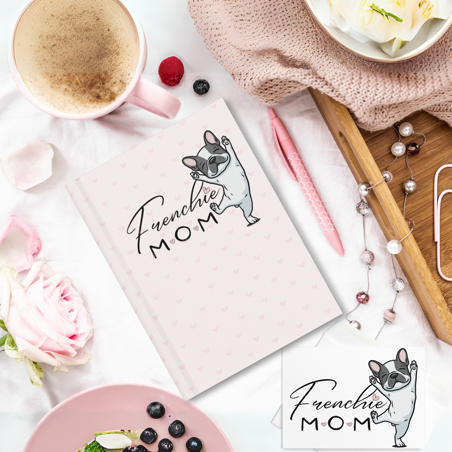 Frenchie Mom Hardcover Journal – Cute French Bulldog Notebook with Lined Pages | Dog Lover Gift, French Bulldog Mom Planner