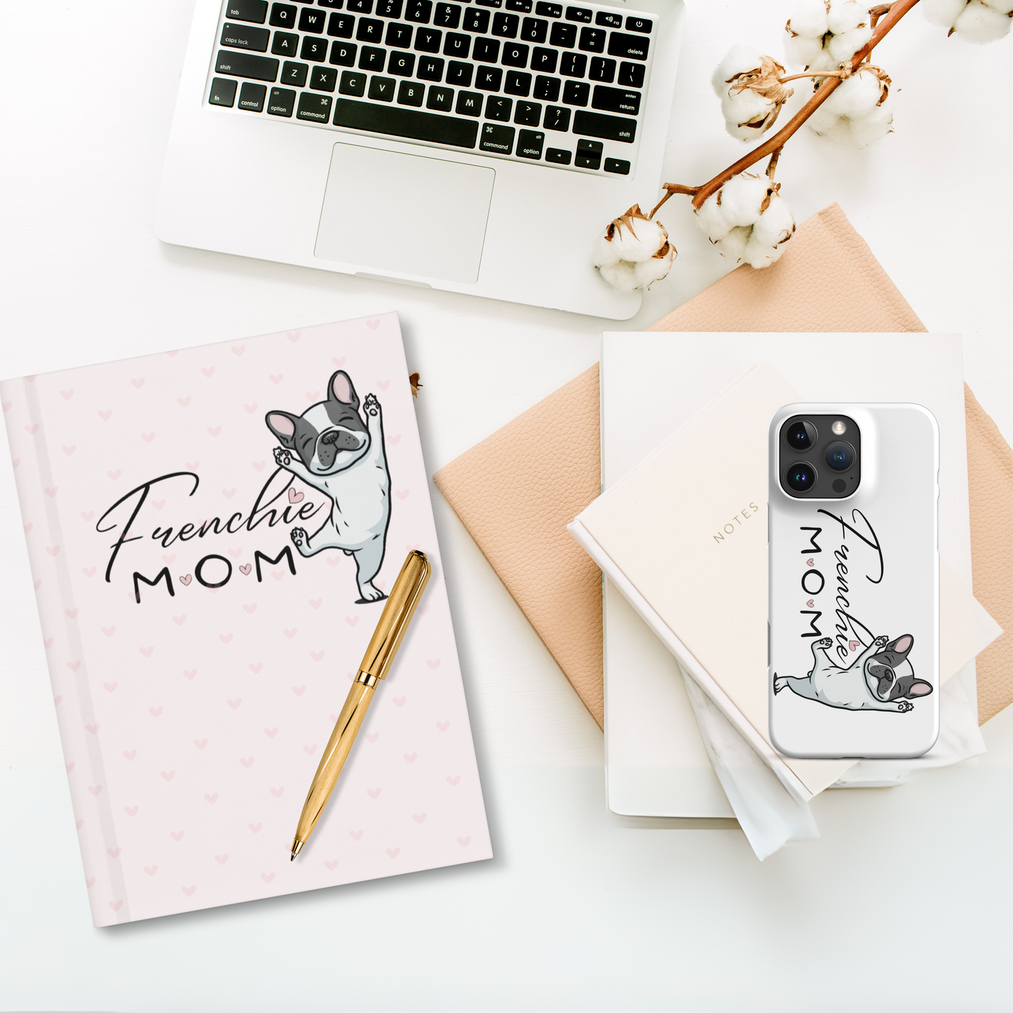 Frenchie Mom Hardcover Journal – Cute French Bulldog Notebook with Lined Pages | Dog Lover Gift, French Bulldog Mom Planner