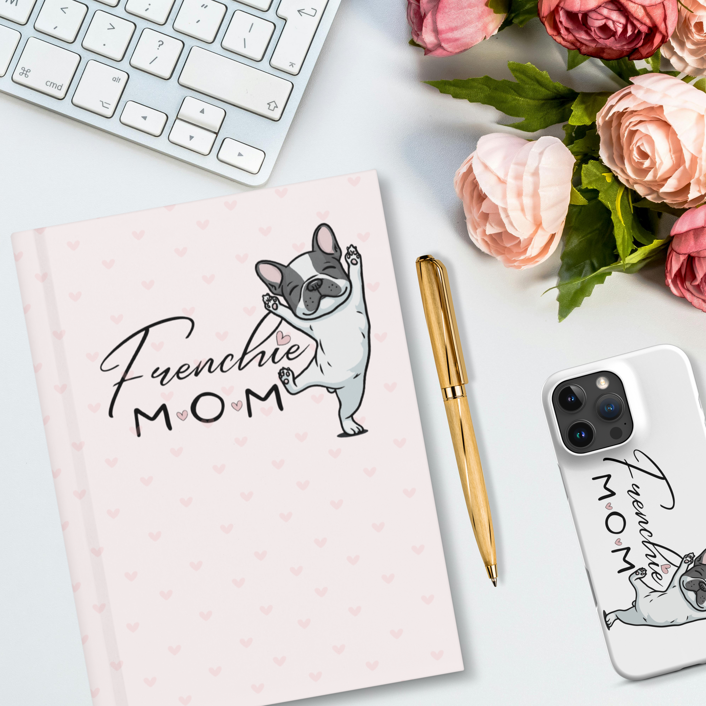 Frenchie Mom Hardcover Journal – Cute French Bulldog Notebook with Lined Pages | Dog Lover Gift, French Bulldog Mom Planner