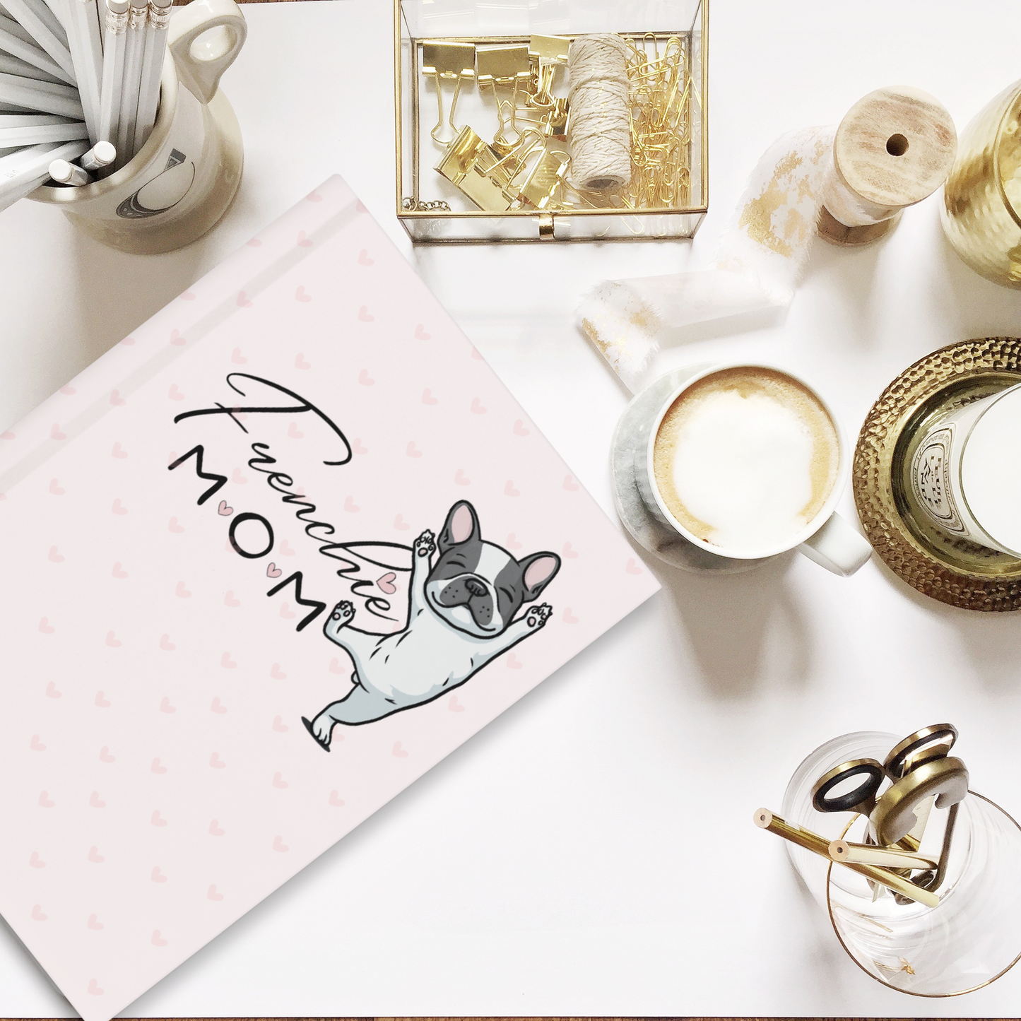 Frenchie Mom Hardcover Journal – Cute French Bulldog Notebook with Lined Pages | Dog Lover Gift, French Bulldog Mom Planner