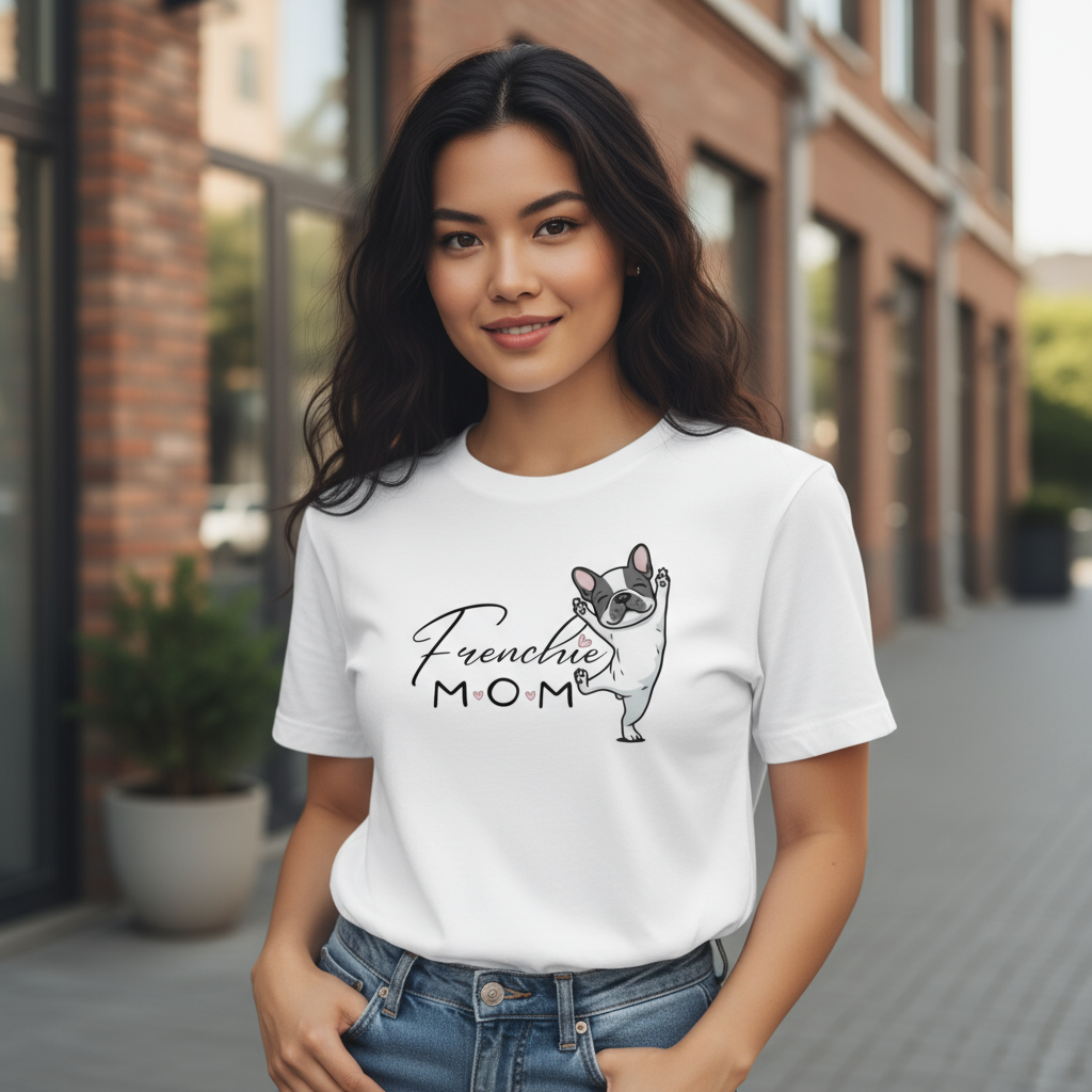 Frenchie Mom T-Shirt – French Bulldog Shirt, Dog Mom Gift, Cute Frenchie Lover Tee for Women