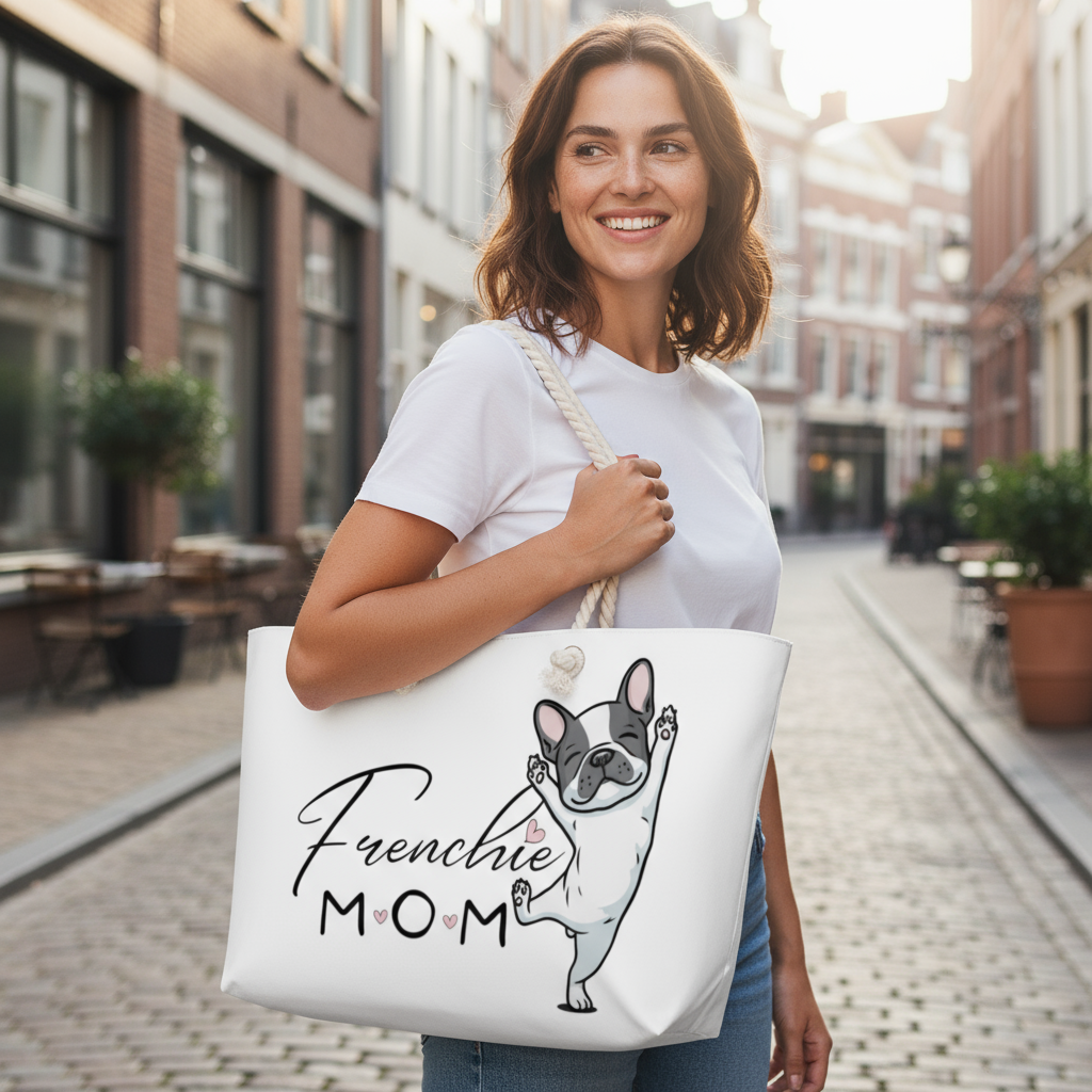 Frenchie Mom Tote Bag: French Bulldog Lover Gift