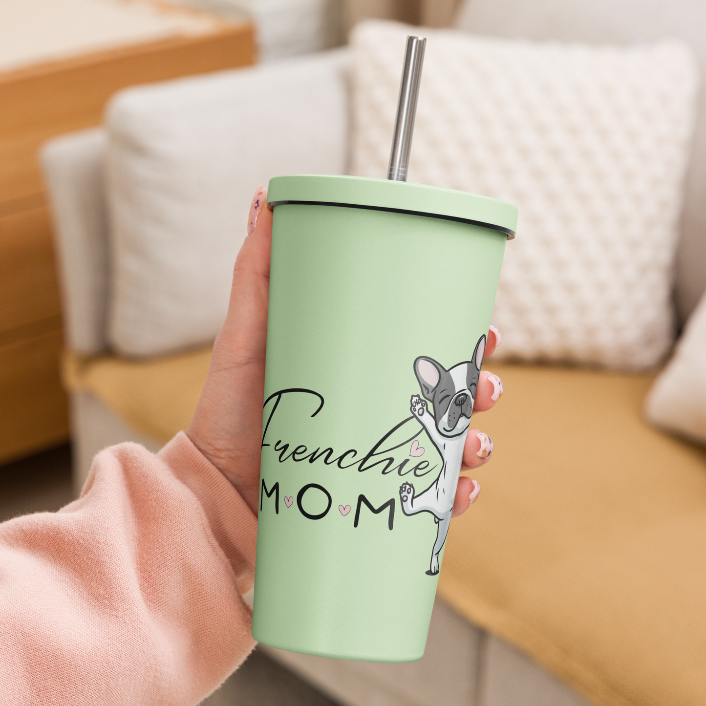 French Bulldog Mom Tumbler: 20oz Insulated Stainless Steel Travel Mug