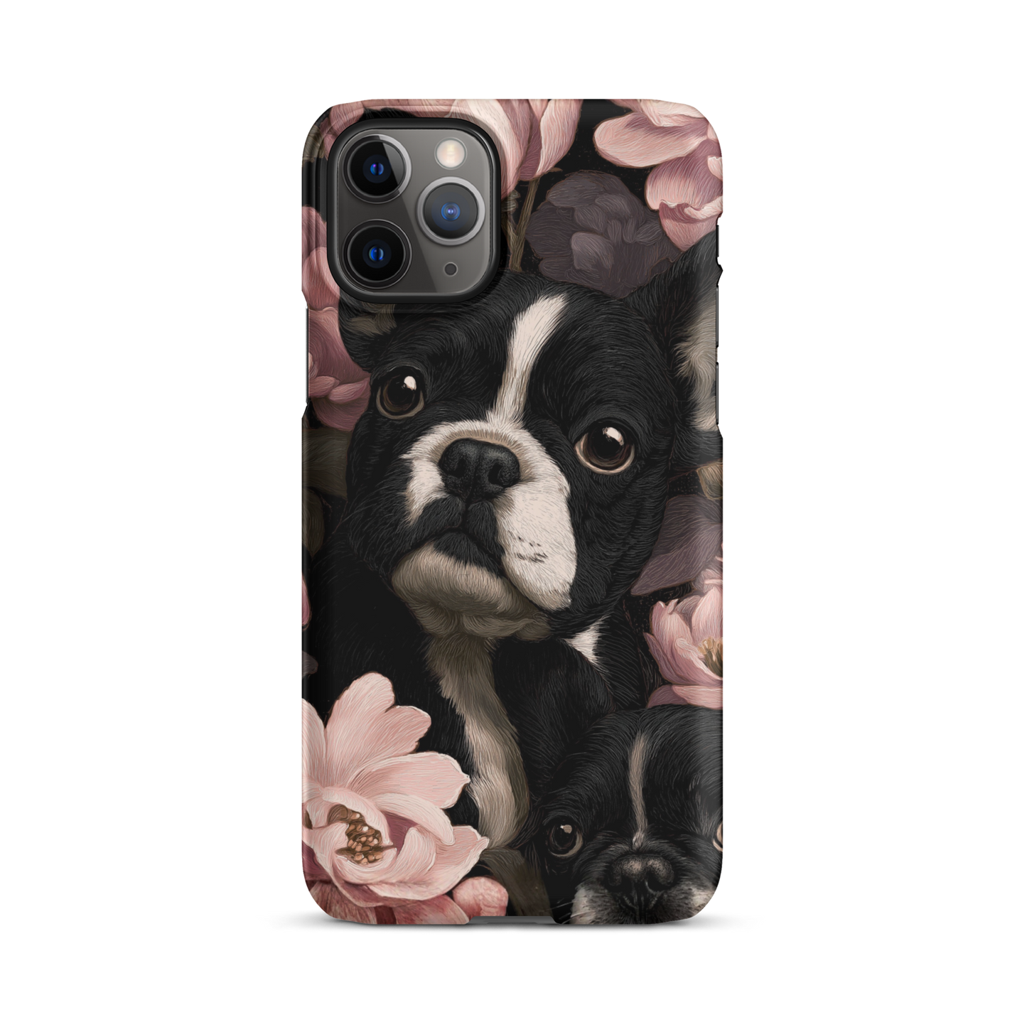 French Bulldog Floral iPhone® Case | Elegant Frenchie Dog Lover Gift | Protective Snap Phone Case | Aesthetic Pet Art Accessory for Frenchie Moms