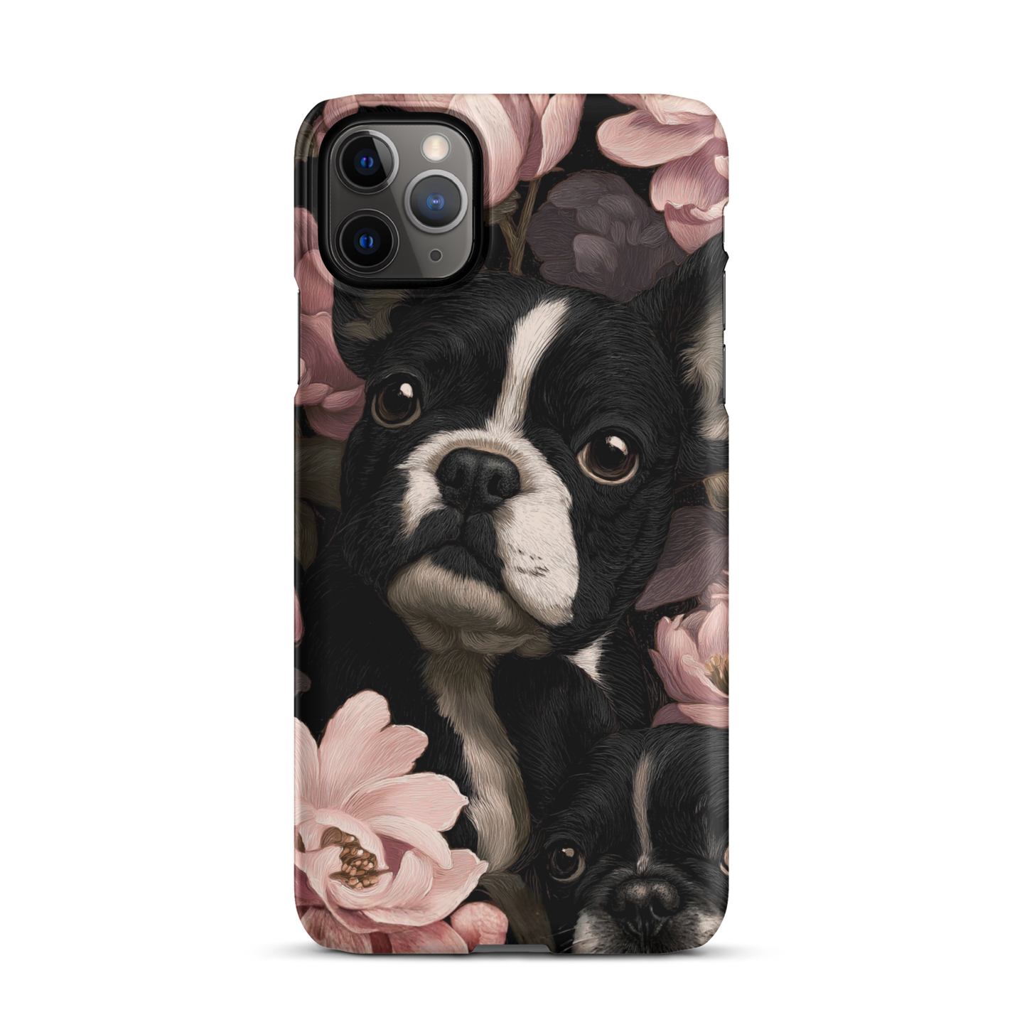 French Bulldog Floral iPhone® Case | Elegant Frenchie Dog Lover Gift | Protective Snap Phone Case | Aesthetic Pet Art Accessory for Frenchie Moms