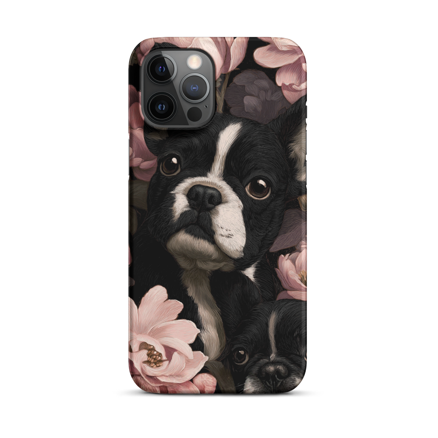 French Bulldog Floral iPhone® Case | Elegant Frenchie Dog Lover Gift | Protective Snap Phone Case | Aesthetic Pet Art Accessory for Frenchie Moms