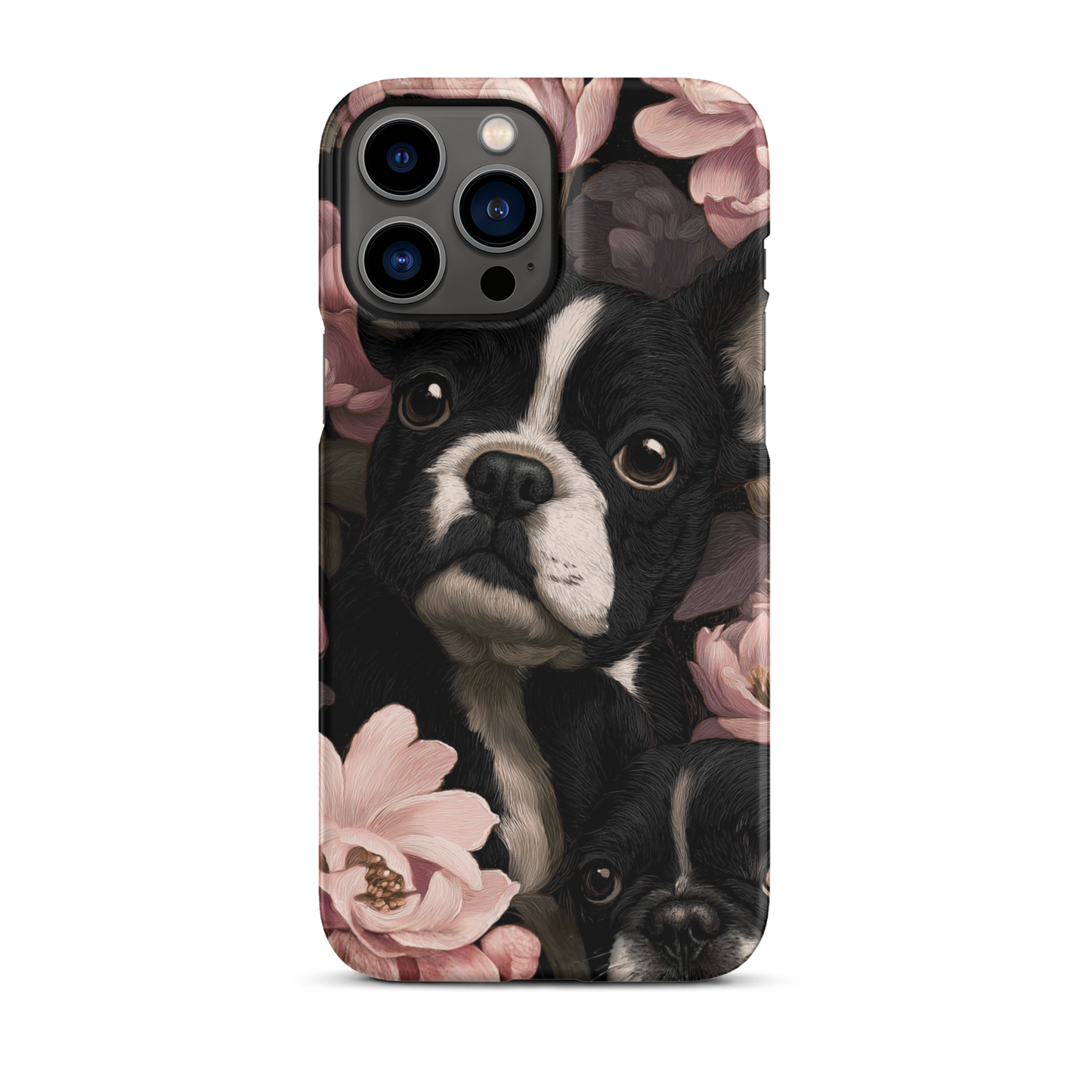 French Bulldog Floral iPhone® Case | Elegant Frenchie Dog Lover Gift | Protective Snap Phone Case | Aesthetic Pet Art Accessory for Frenchie Moms
