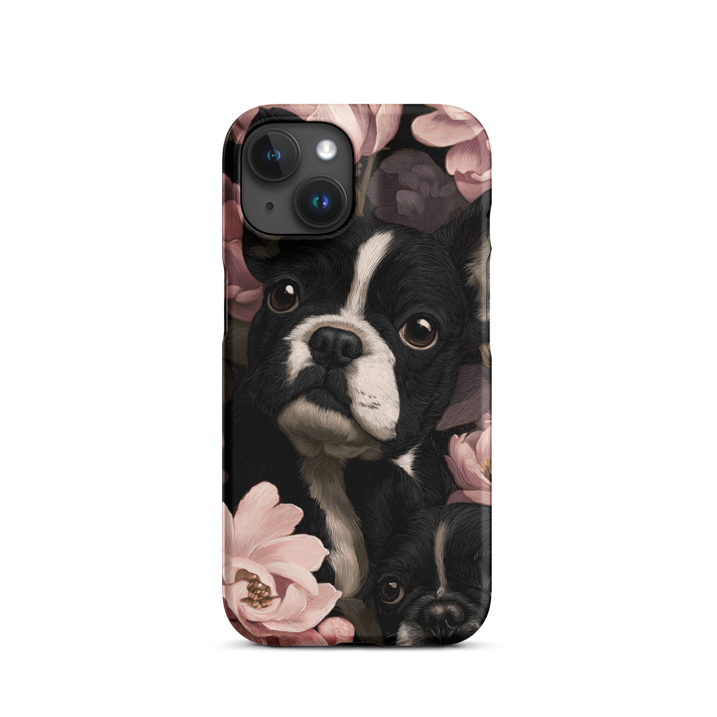 French Bulldog Floral iPhone® Case | Elegant Frenchie Dog Lover Gift | Protective Snap Phone Case | Aesthetic Pet Art Accessory for Frenchie Moms