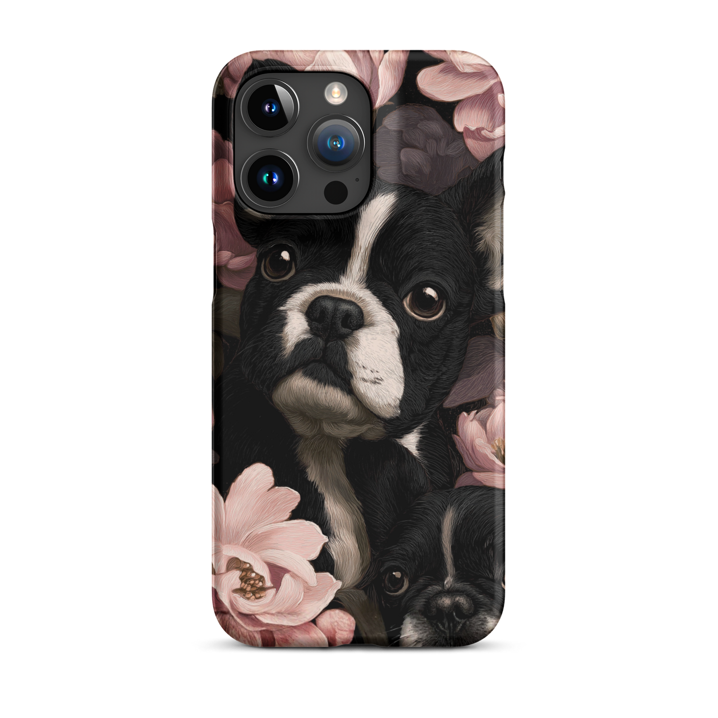 French Bulldog Floral iPhone® Case | Elegant Frenchie Dog Lover Gift | Protective Snap Phone Case | Aesthetic Pet Art Accessory for Frenchie Moms