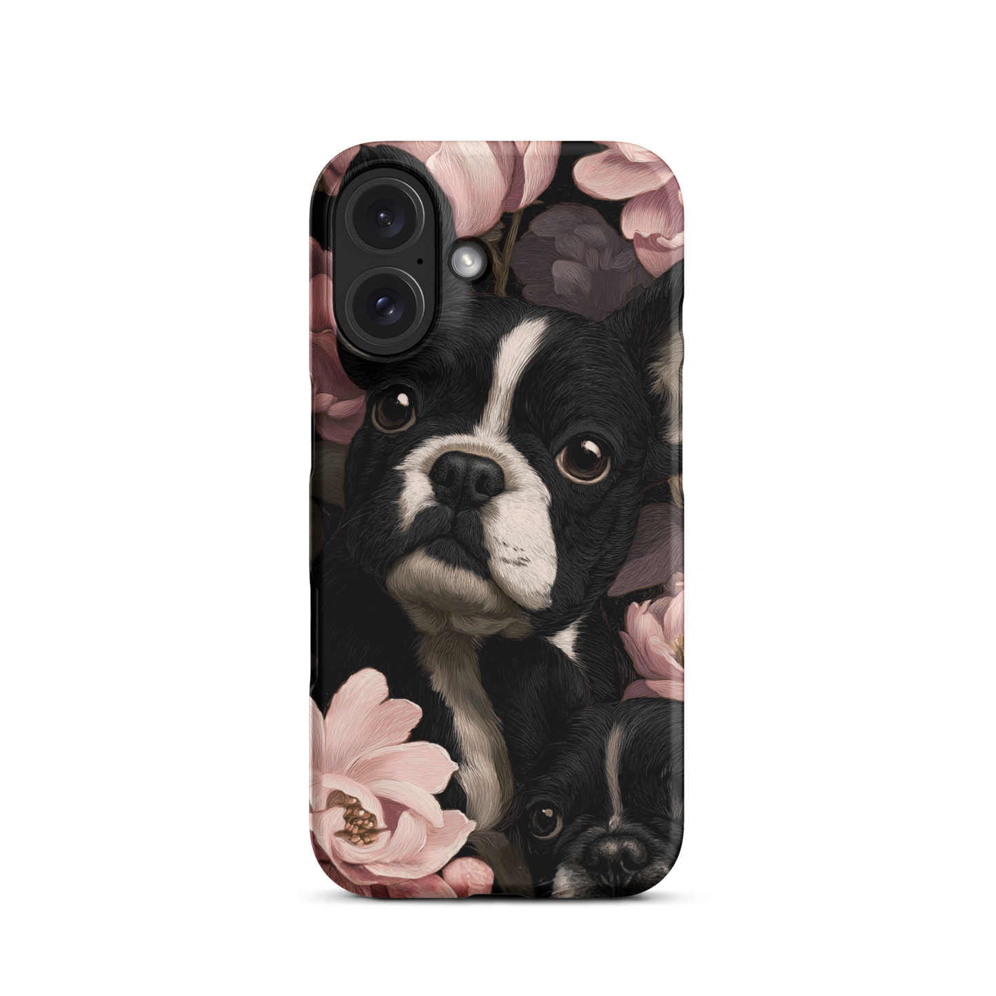 French Bulldog Floral iPhone® Case | Elegant Frenchie Dog Lover Gift | Protective Snap Phone Case | Aesthetic Pet Art Accessory for Frenchie Moms