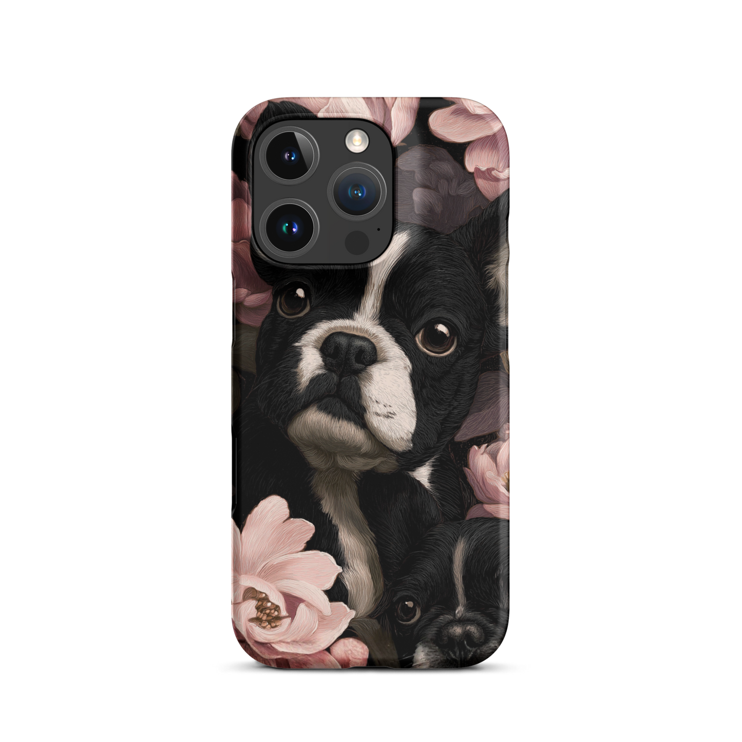 French Bulldog Floral iPhone® Case | Elegant Frenchie Dog Lover Gift | Protective Snap Phone Case | Aesthetic Pet Art Accessory for Frenchie Moms