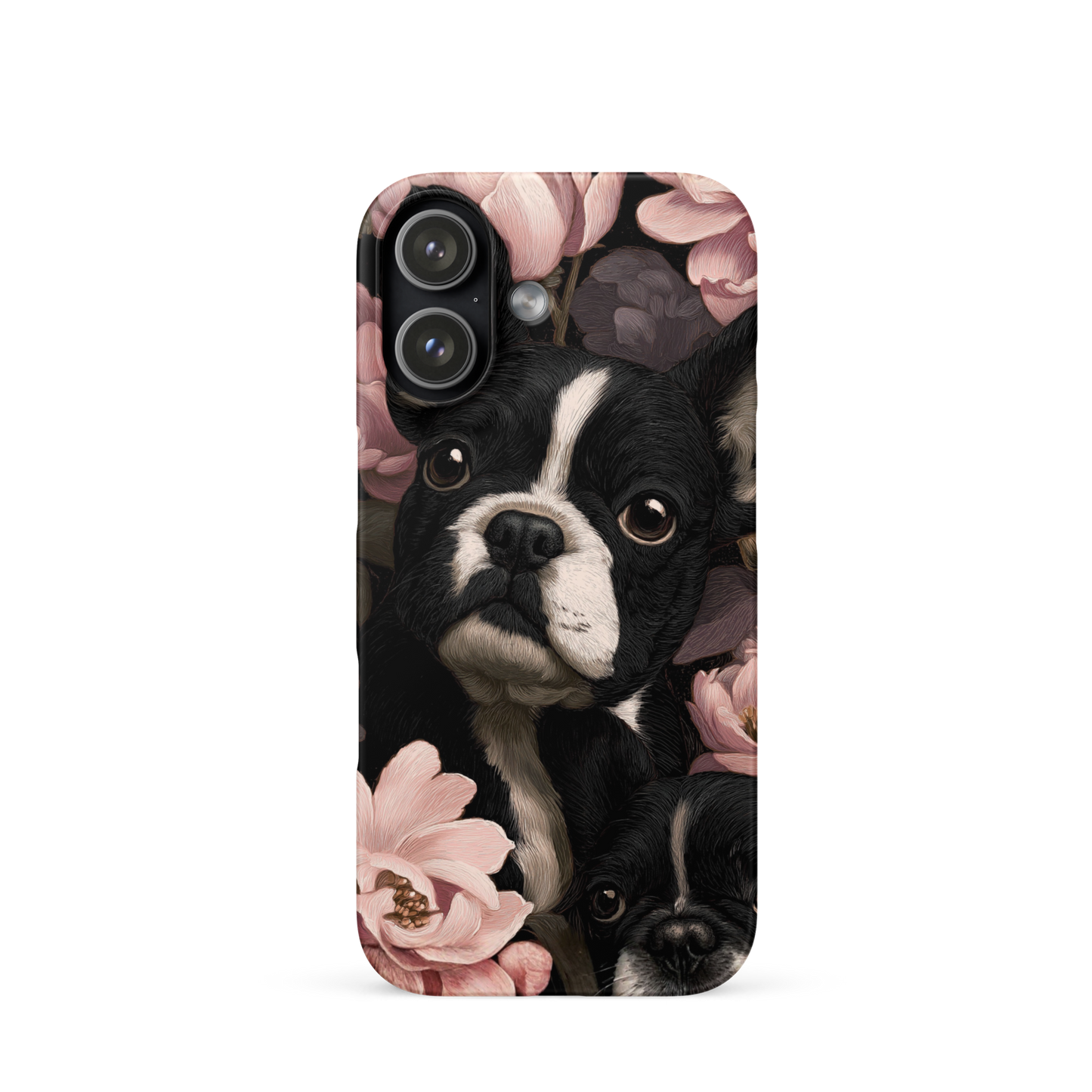 French Bulldog Floral iPhone® Case | Elegant Frenchie Dog Lover Gift | Protective Snap Phone Case | Aesthetic Pet Art Accessory for Frenchie Moms