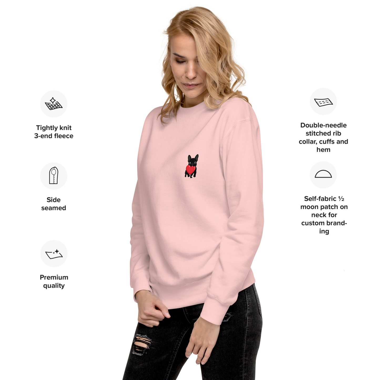 Matching French Bulldog Valentine sweatshirt for couples and dog lovers. Cozy Frenchie couple design, perfect Valentine’s Day gift.