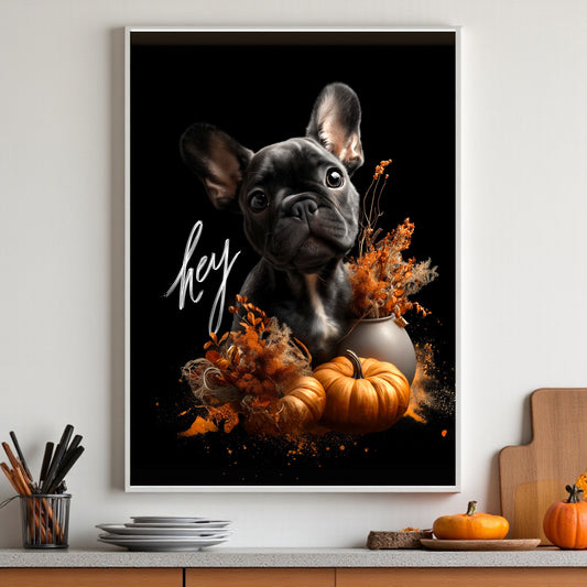 French Bulldog Fall Poster: Modern Autumn Decor, Pet Lover Gift